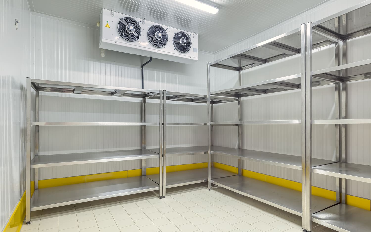 cold produce case at supermarket